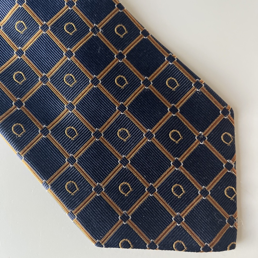 Brooks Brothers Makers 100% Silk USA Made Neck Tie Blue Geometric 59" X 3 3/4"